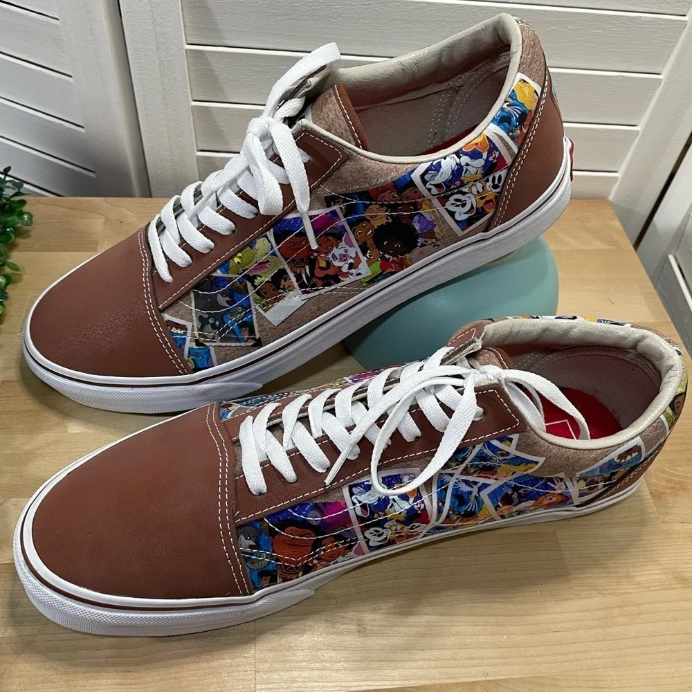 Vans x Disney Old Skool Scrapbook Brown and White Graphic Sneakers